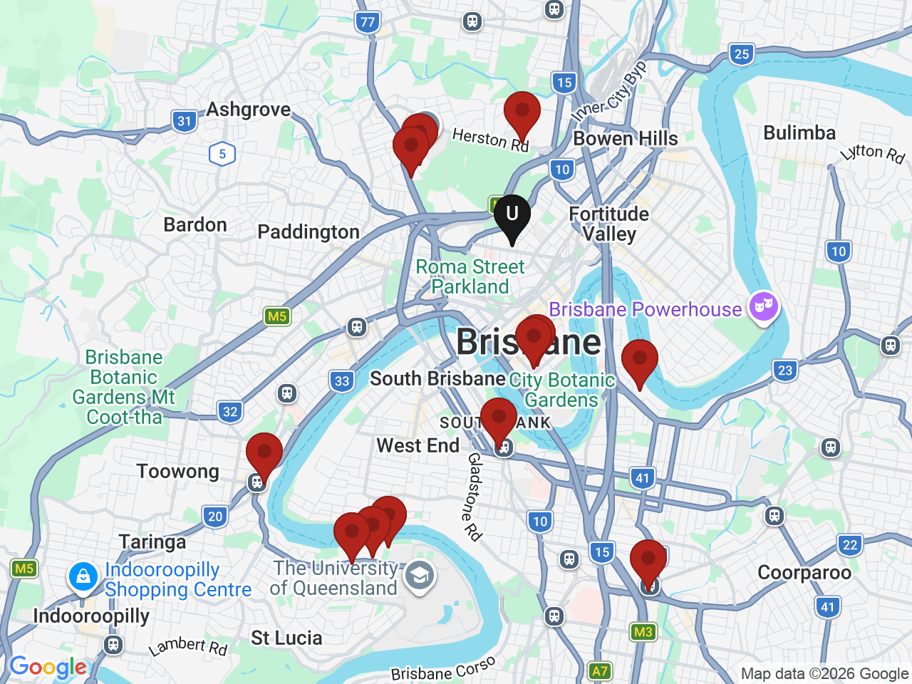Map of UniLodge homes near Bond University - Brisbane Campus