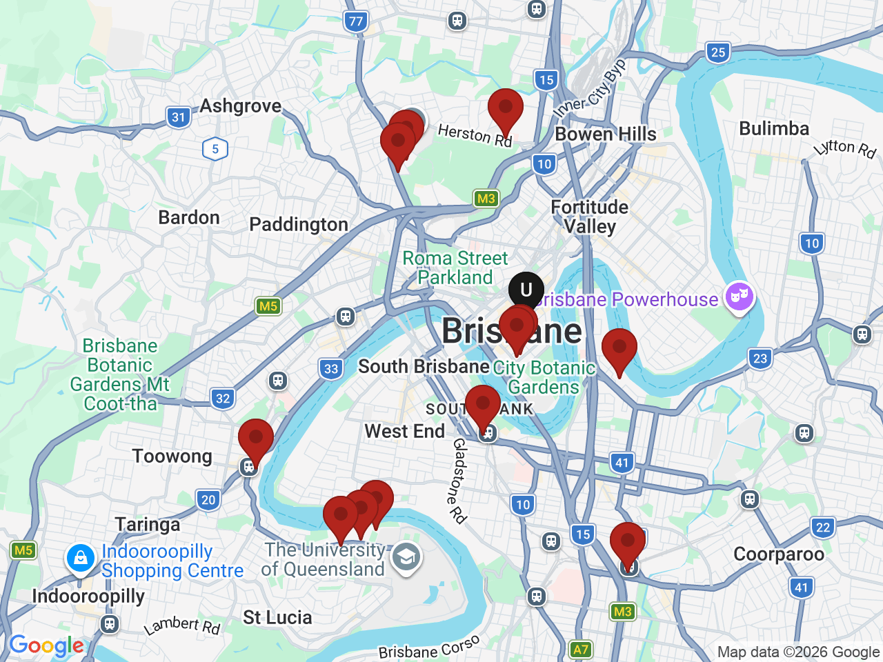 Map of UniLodge homes near Brisbane College of Australia