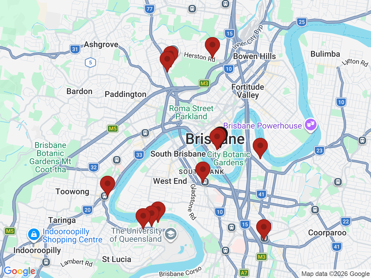 Map of UniLodge homes near Holmes Institute - Brisbane Campus