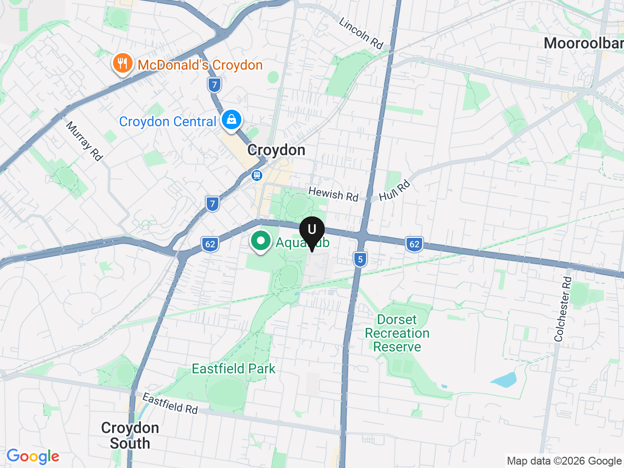 Map of UniLodge homes near Swinburne University of Technology - Croydon Campus (Melbourne)