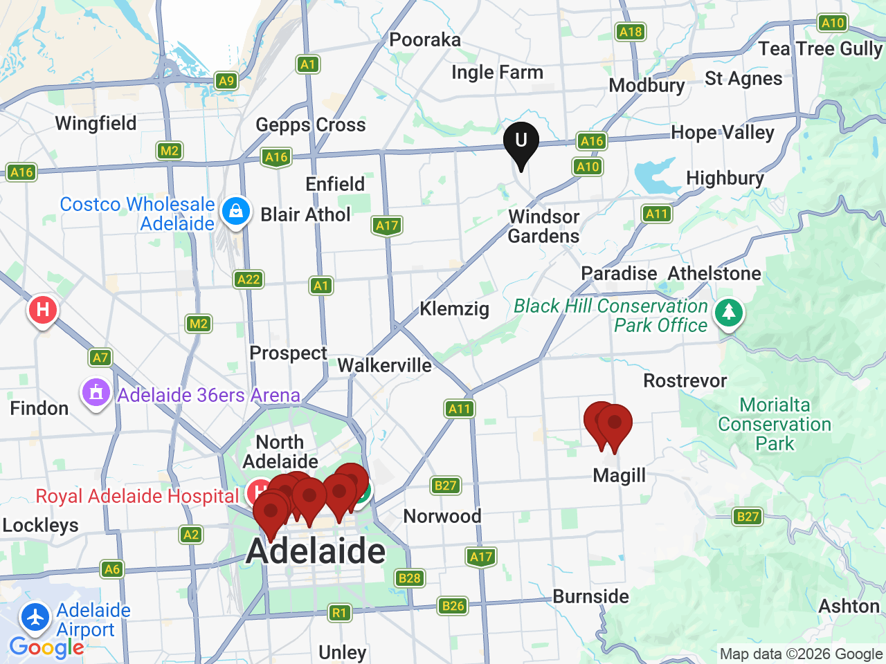 Map of UniLodge homes near TAFE SA - Gilles Plain