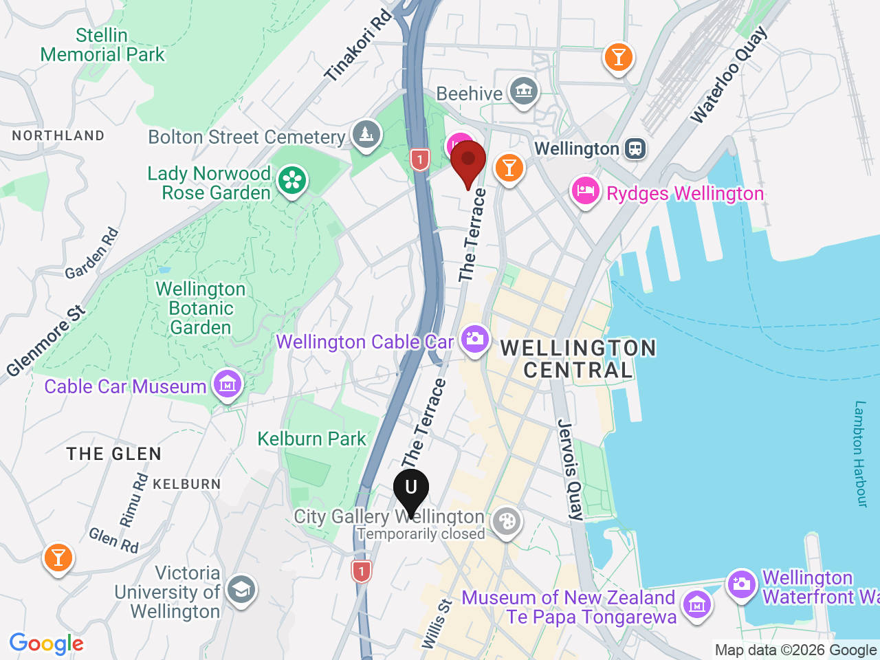 Map of UniLodge homes near Whitireia and WelTec