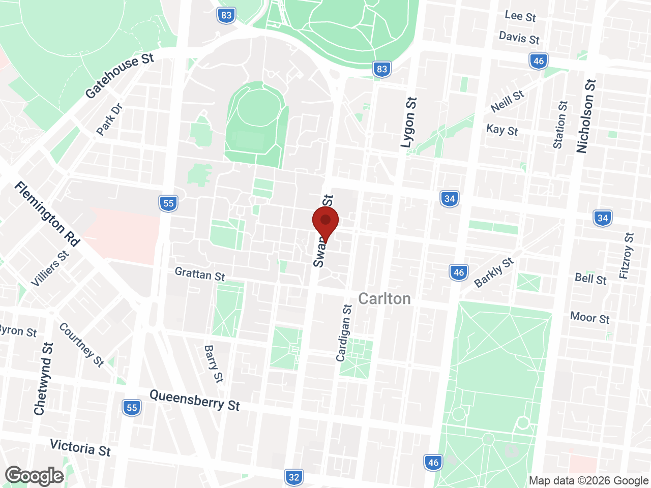 Map showing Student Living 740 Swanston, Carlton