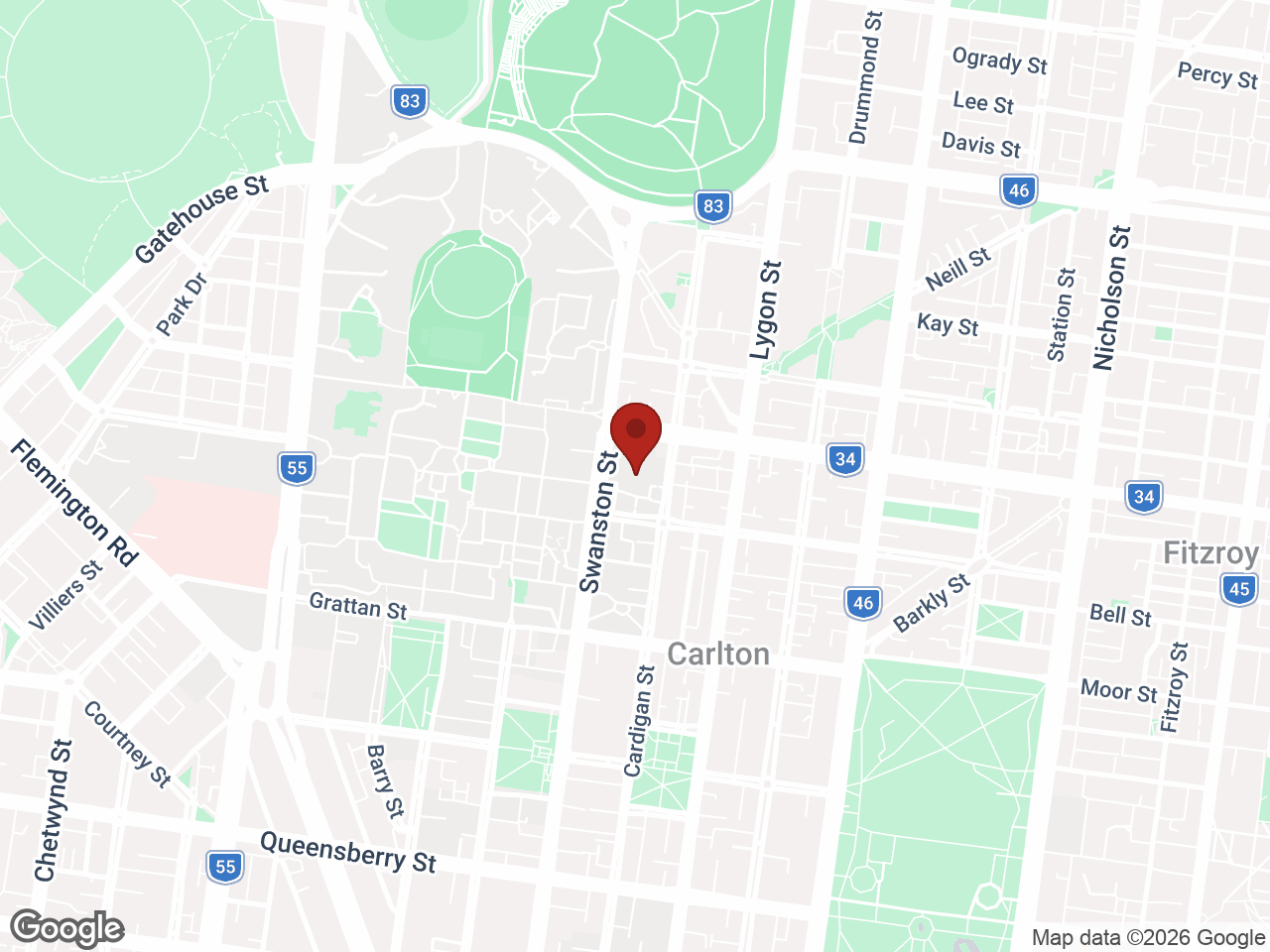 Map showing Student Living 800 Swanston, Carlton