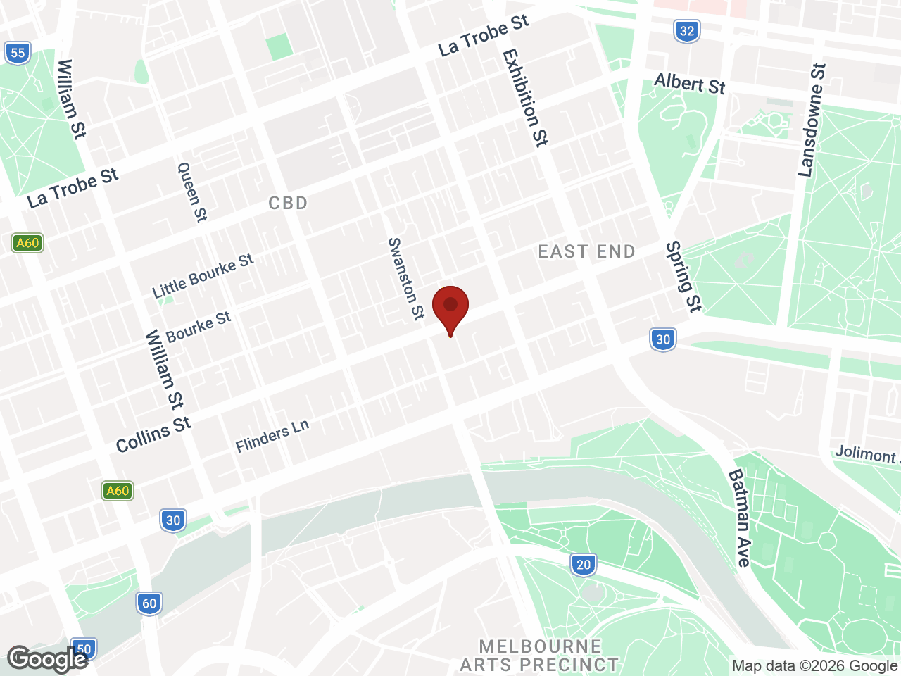 Map showing Student Living on A’Beckett, Melbourne CBD