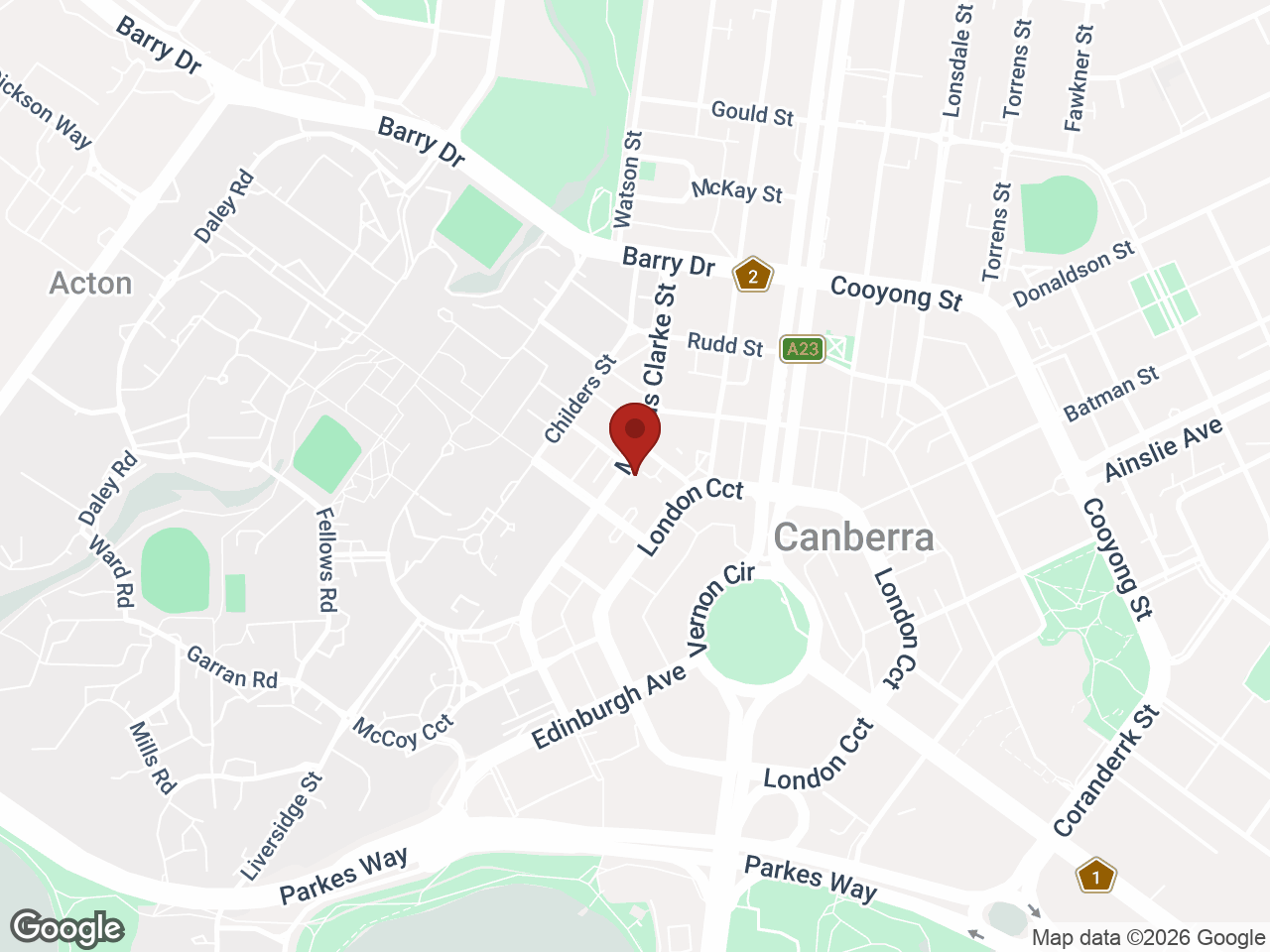 Map showing Student Living Academie House, Canberra