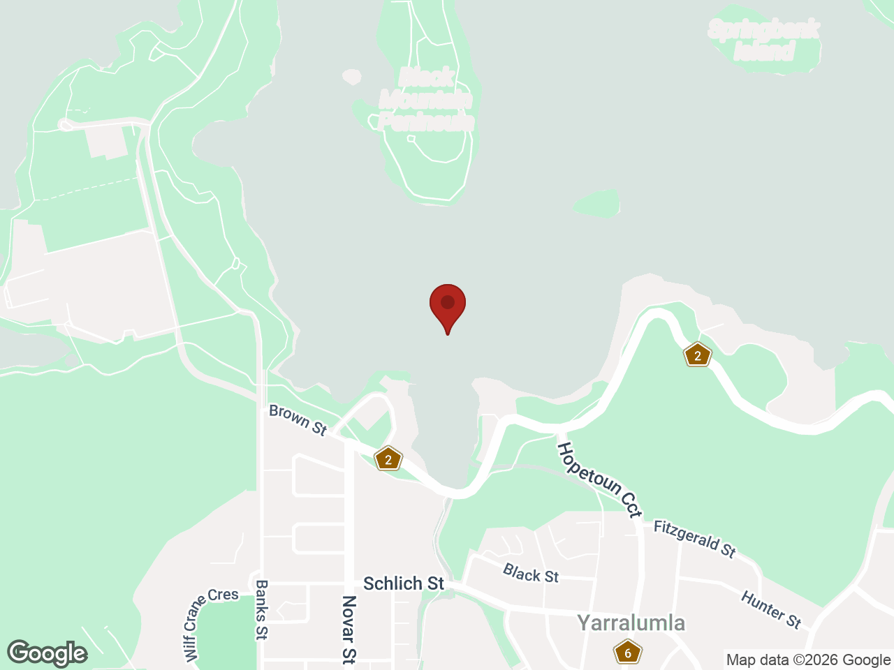 Map showing ANU Student Accommodation, Canberra