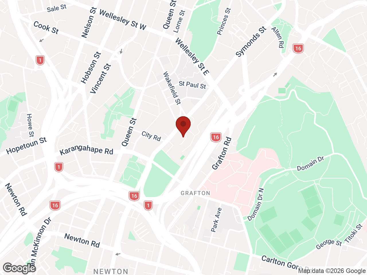 Map showing UniLodge Auckland City, Grafton