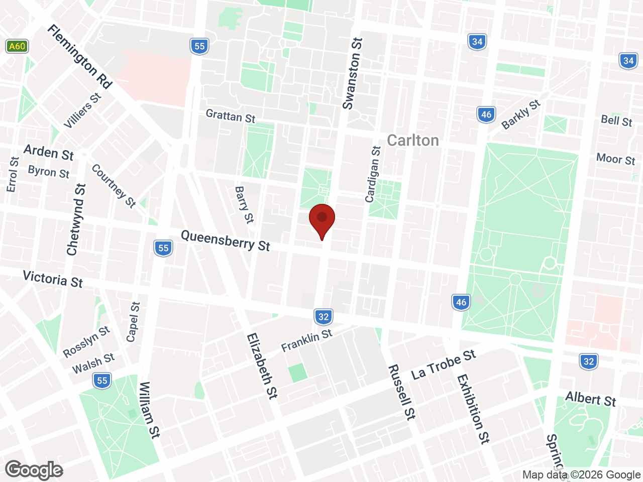 Map showing UniLodge Carlton, Carlton