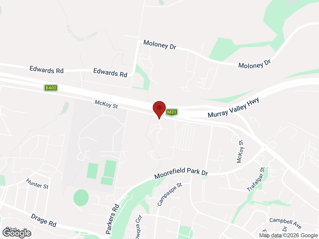 Map showing UniLodge Wodonga East End, West Wodonga