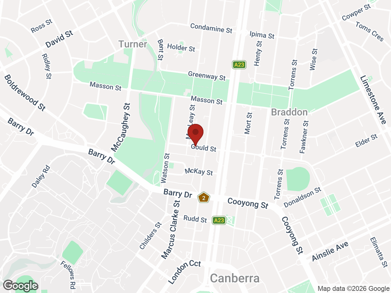 Map showing Student Living on Gould, Turner