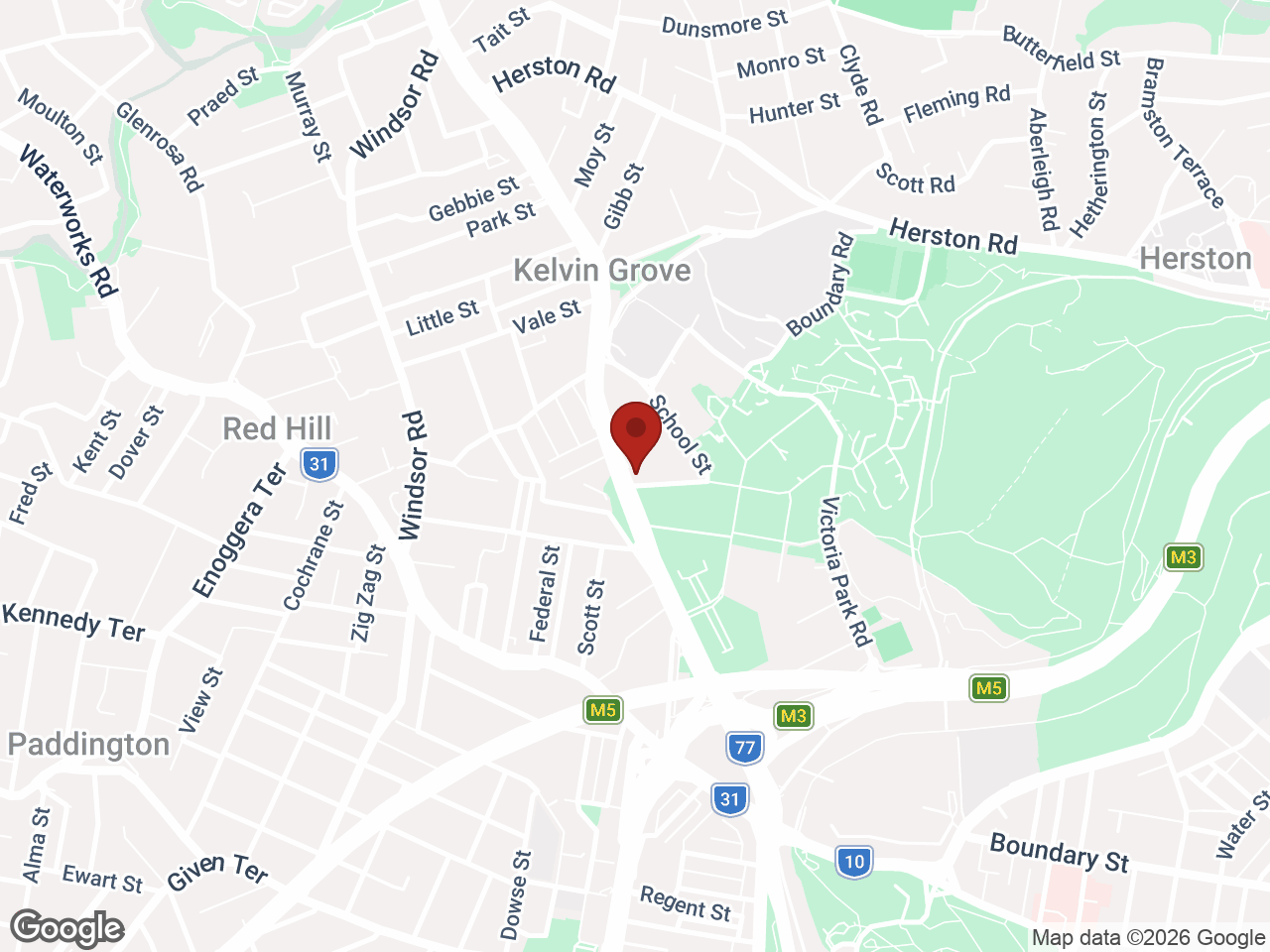 Map showing Hive Kelvin Grove, Kelvin Grove
