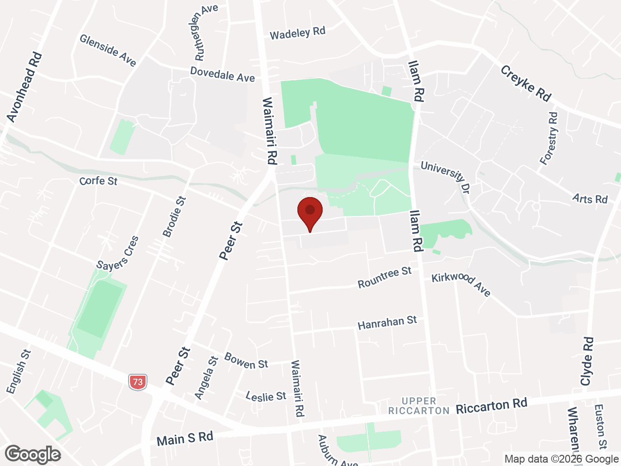 Map showing Ilam Student Accommodation, Ilam