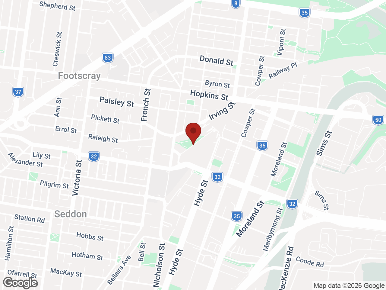 Map showing Indi Footscray, Footscray