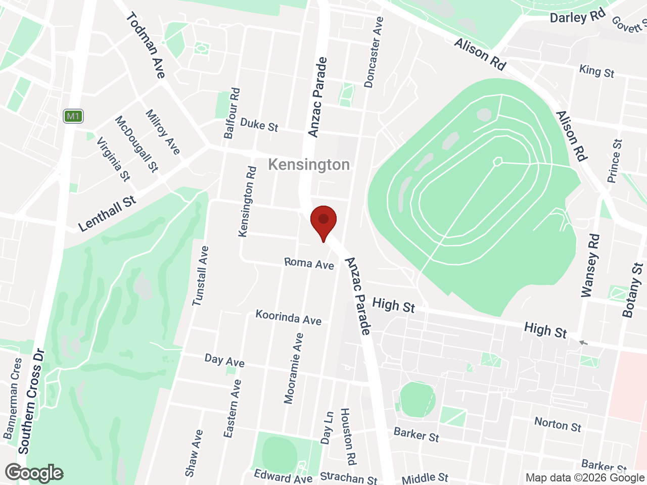 Map showing UniLodge Kensington, Kensington
