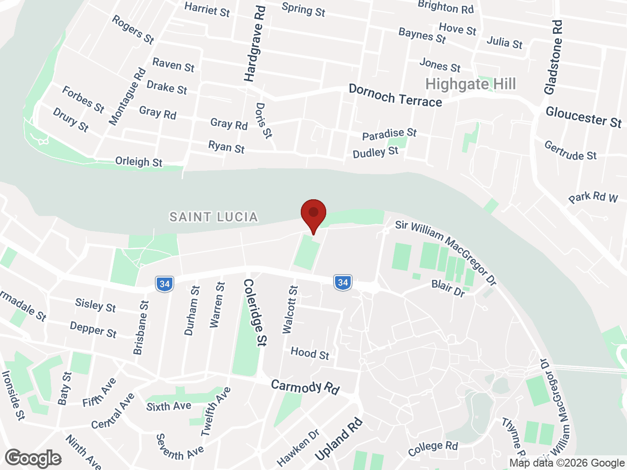 Map showing Student Living - Macquarie, St Lucia
