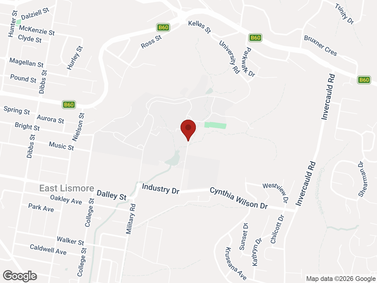 Map showing UniLodge SCU Lismore - Magellan, East Lismore