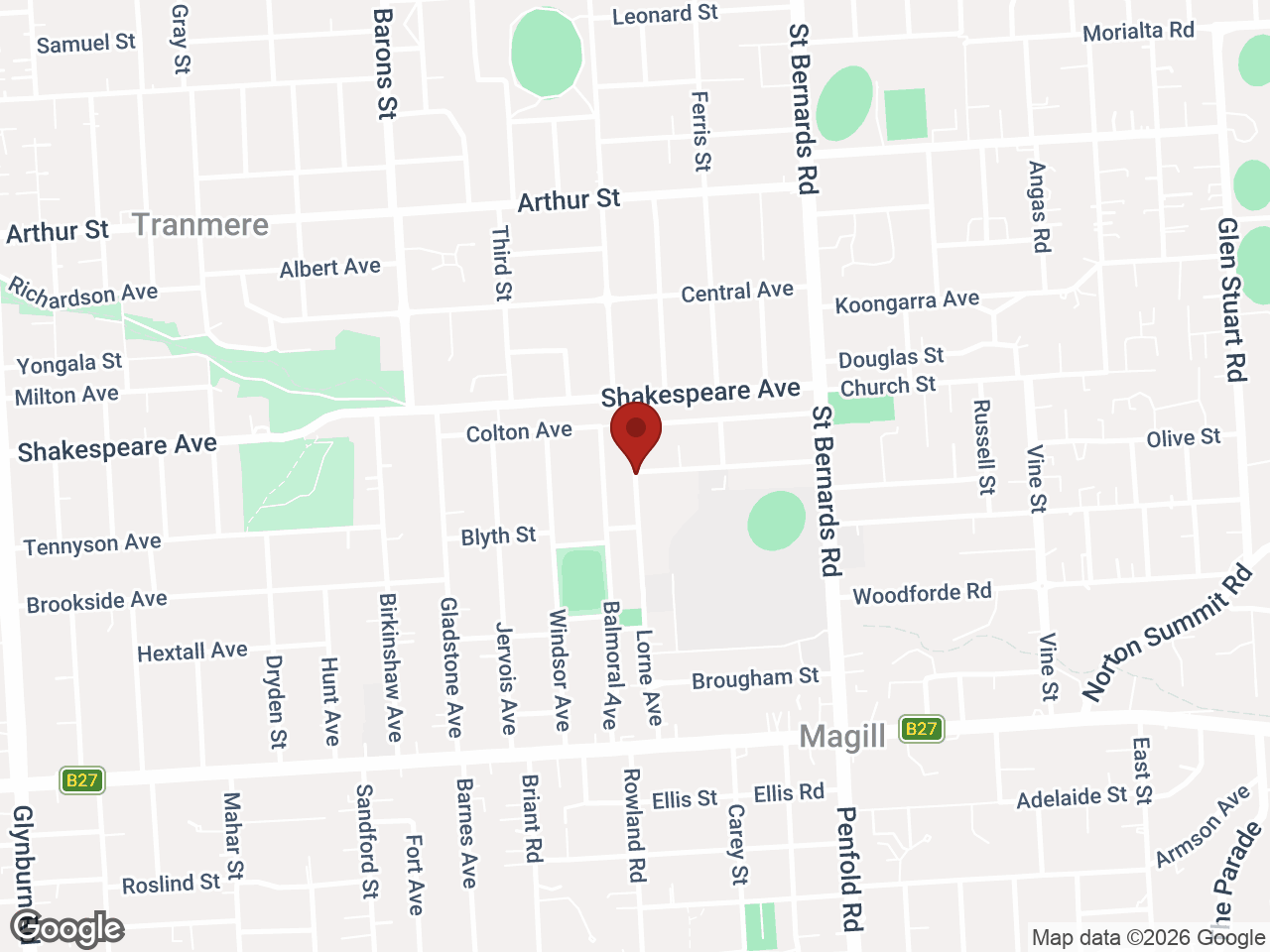 Map showing Student Living - Magill Campus, Magill