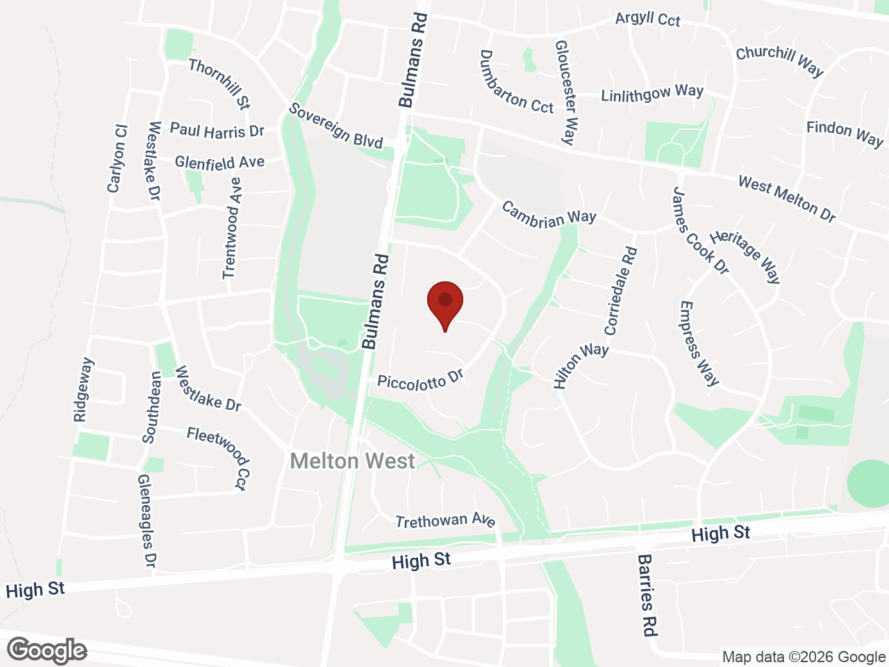 Map showing La Trobe University Regional Housing – Melton, Melton West