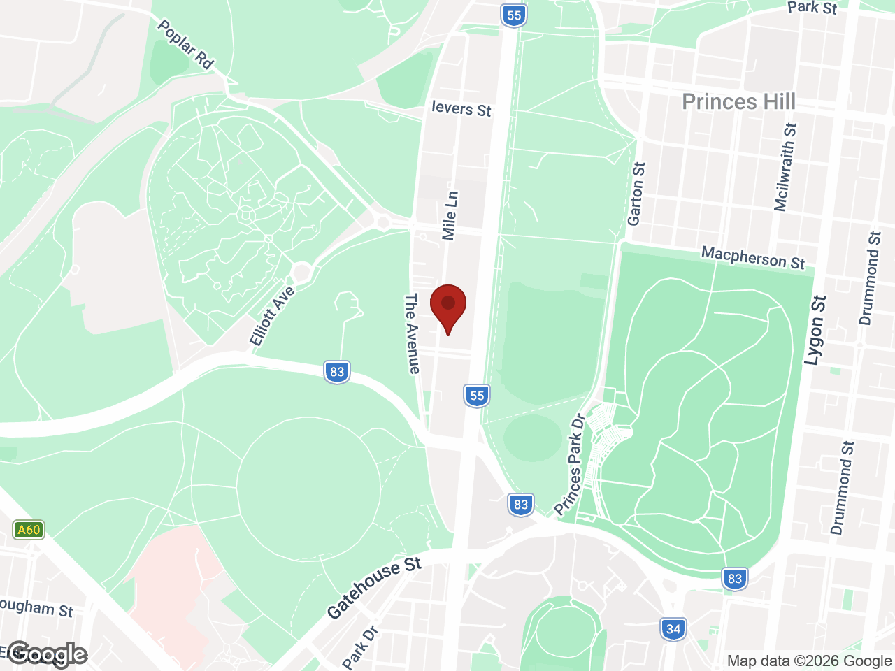 Map showing UniLodge Park Avenue, Parkville