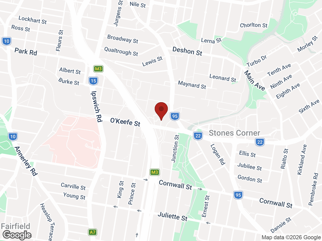 Map showing UniLodge Park Central, Woolloongabba