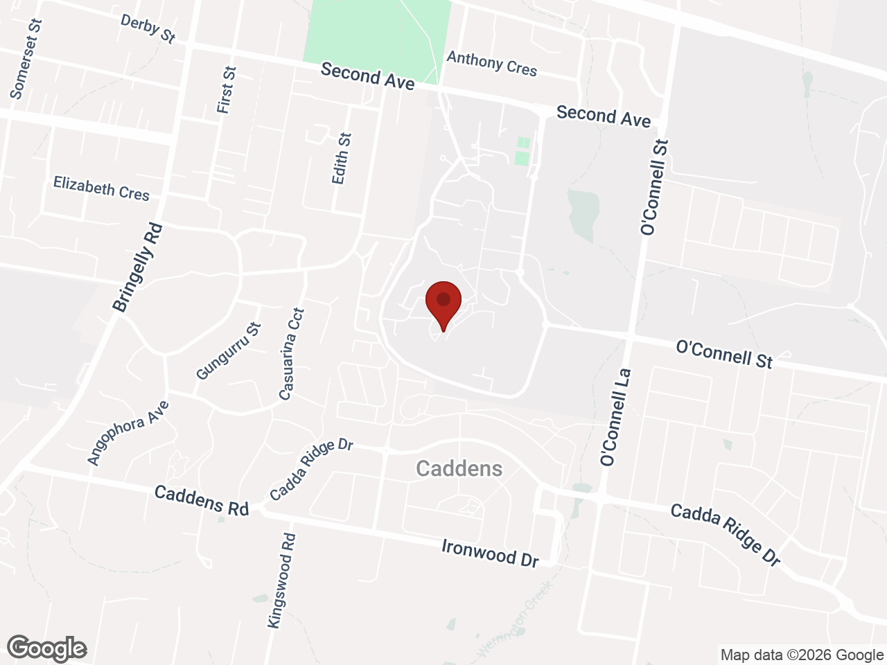 Map showing Western Sydney University Penrith Village, Kingswood