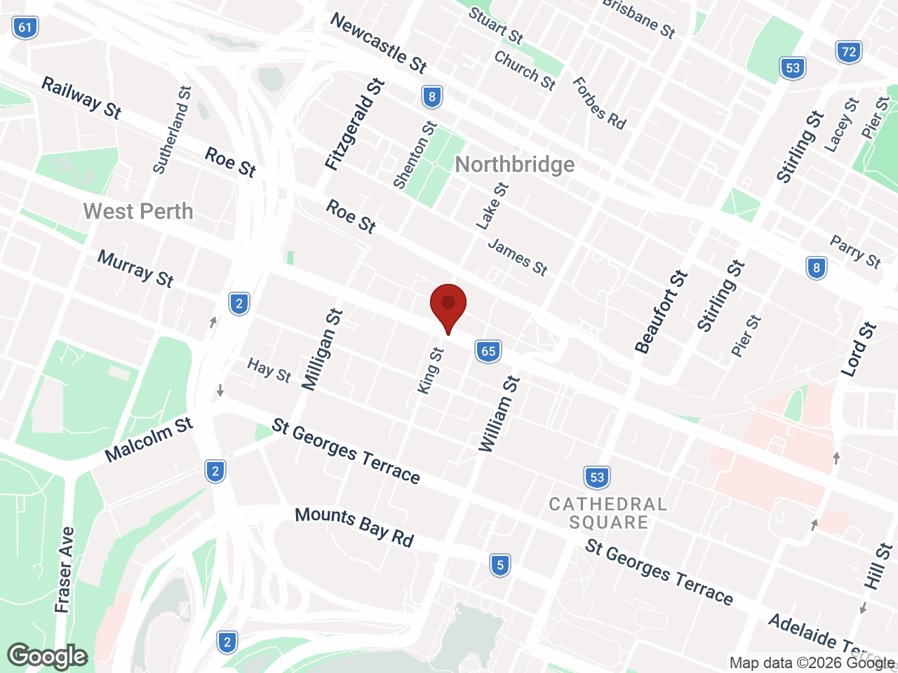 Map showing UniLodge Perth Central, Perth CBD