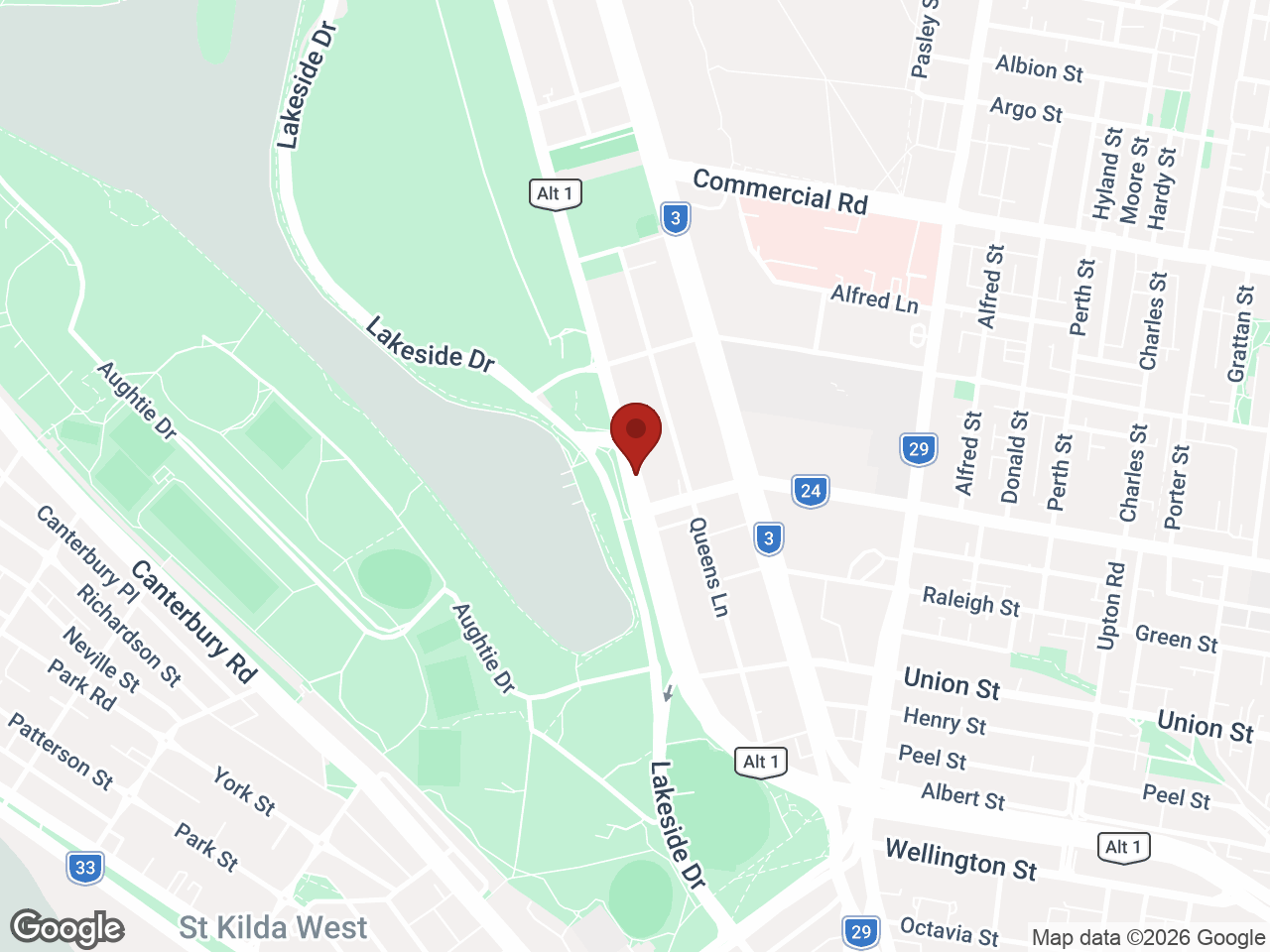 Map showing WeAreLiving Queens, Melbourne