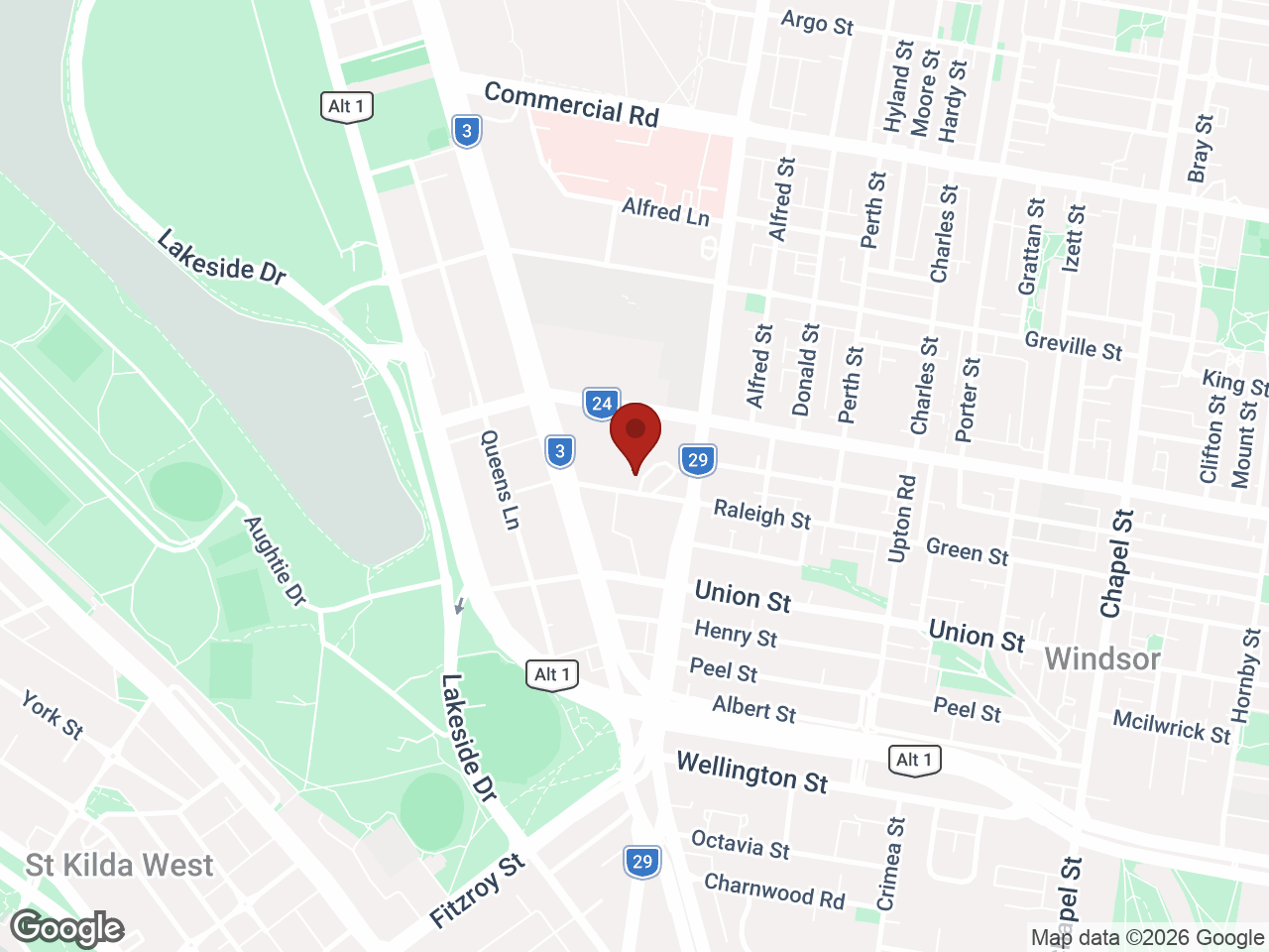 Map showing Student Living On Raleigh, Windsor