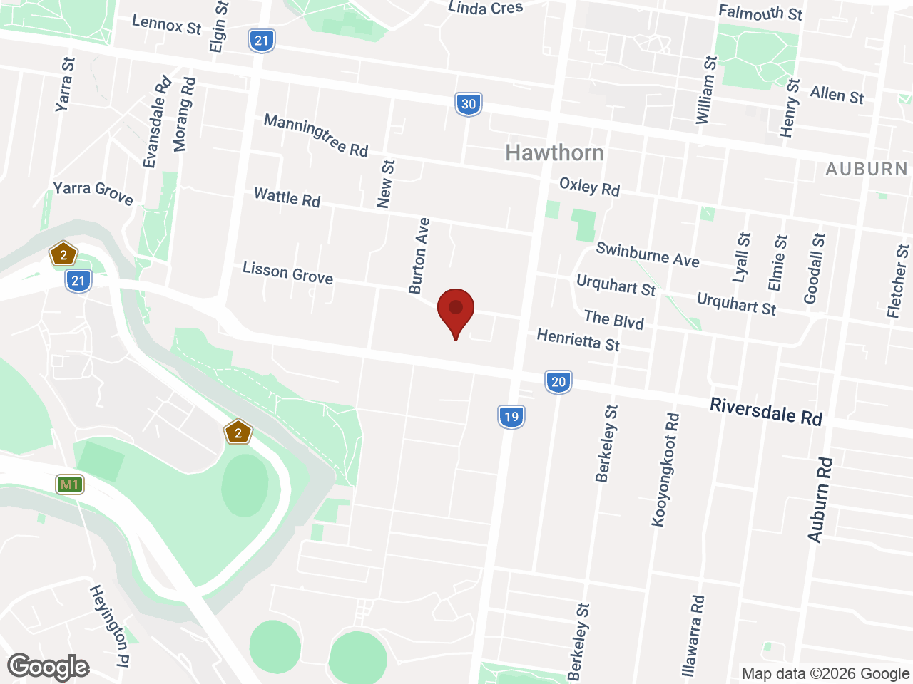 Map showing Student Living On Riversdale, Hawthorn