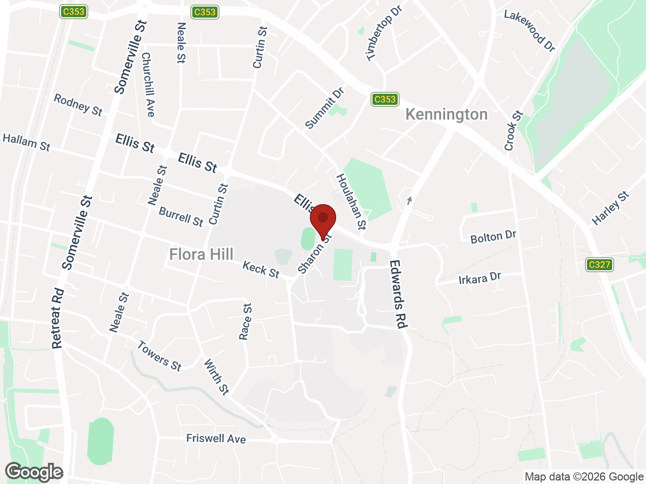 Map showing La Trobe University Bendigo - Terraces, Flora Hill