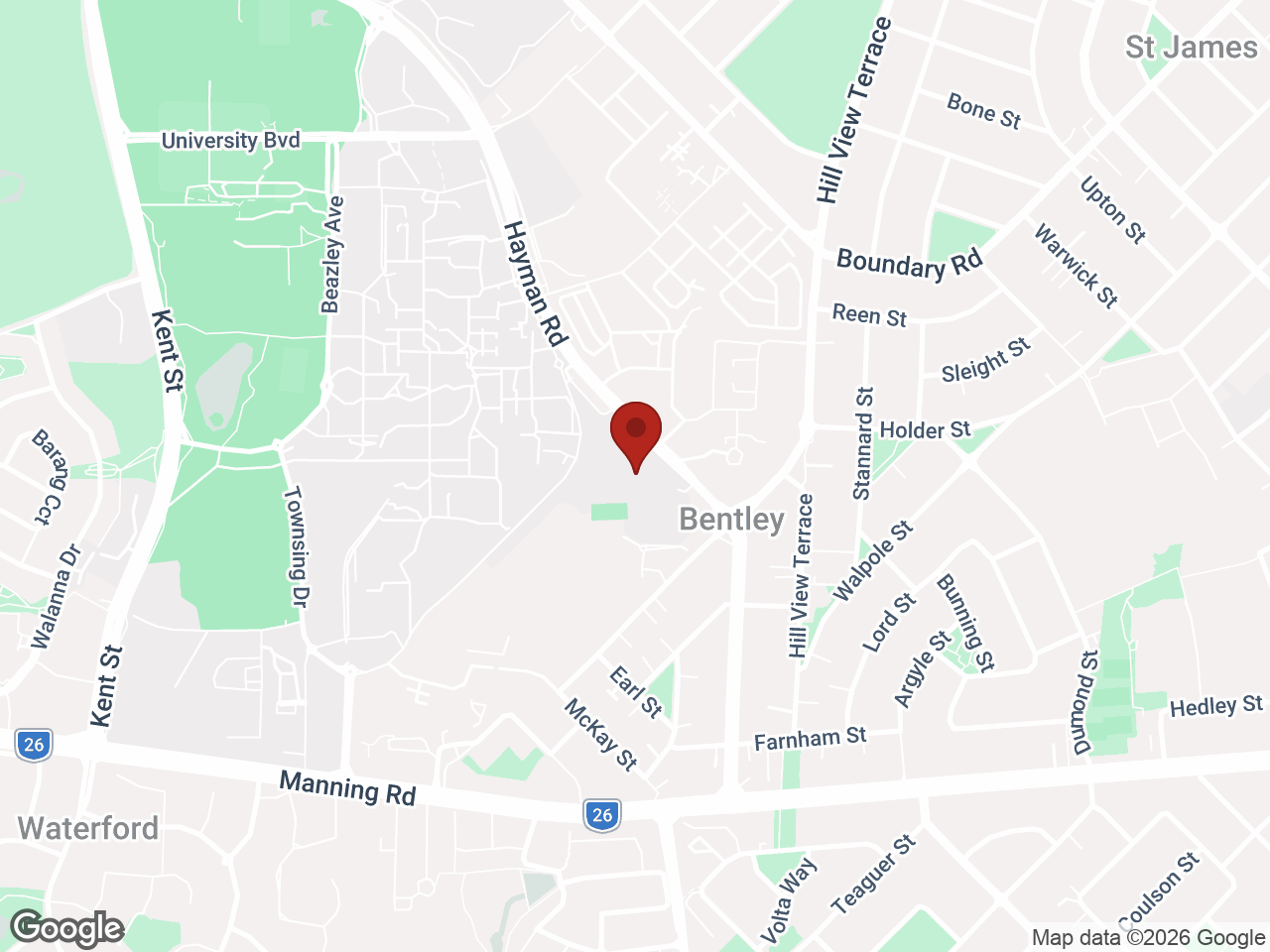 Map showing UniLodge at Curtin - Vickery House, Bentley