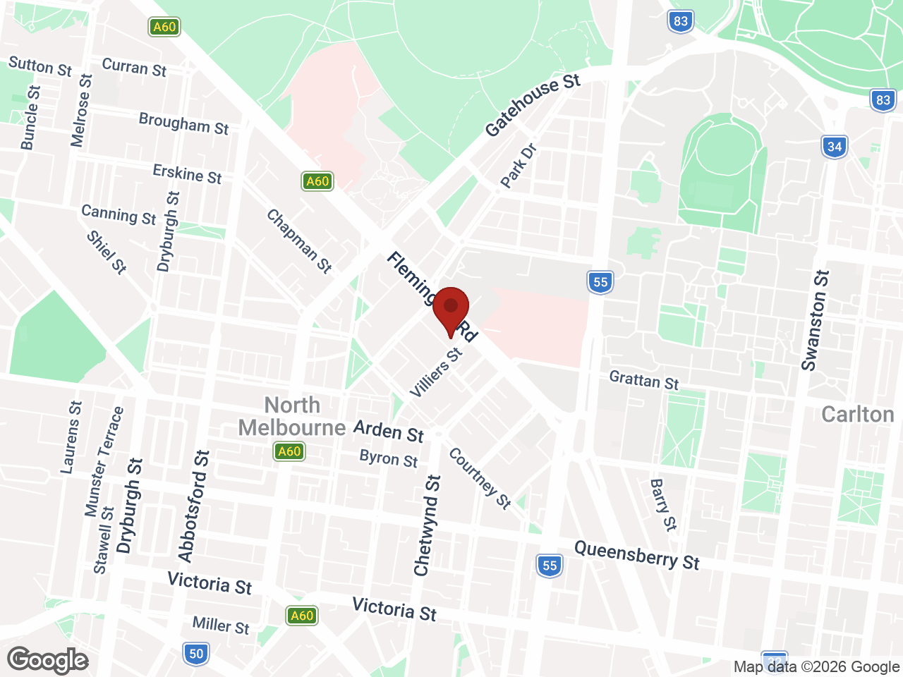 Map showing Student Living On Villiers, North Melbourne