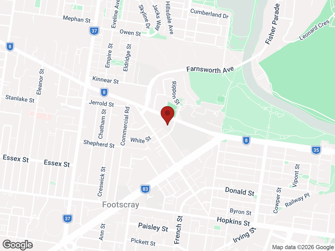 Map showing UniLodge Victoria University, Footscray