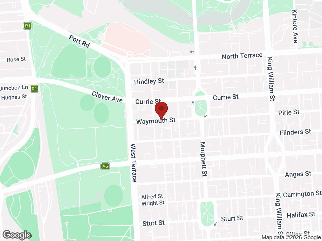 Map showing Student Living - Waymouth, Adelaide